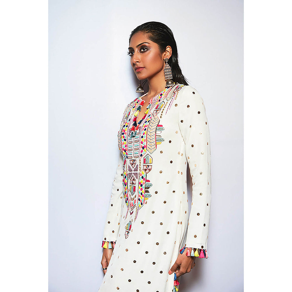 Payal Singhal Adara Off White High Slit Kaftan Dress