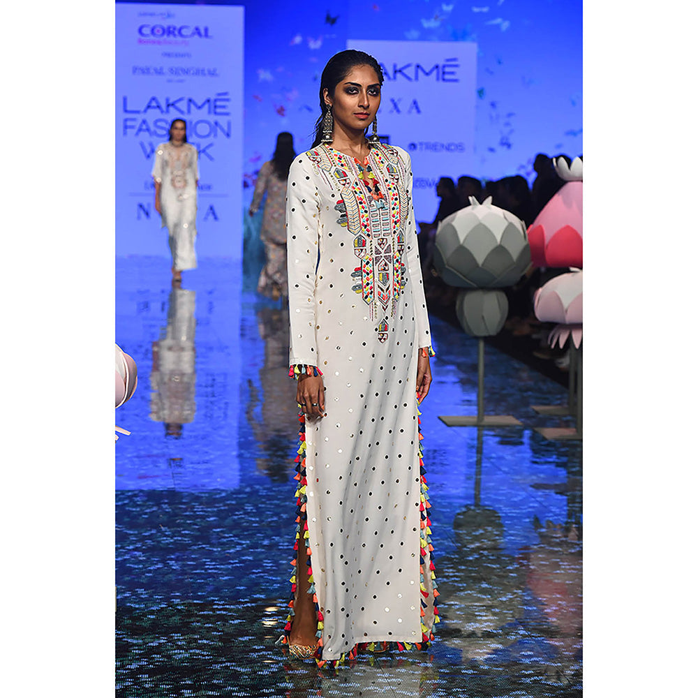 Payal Singhal Adara Off White High Slit Kaftan Dress