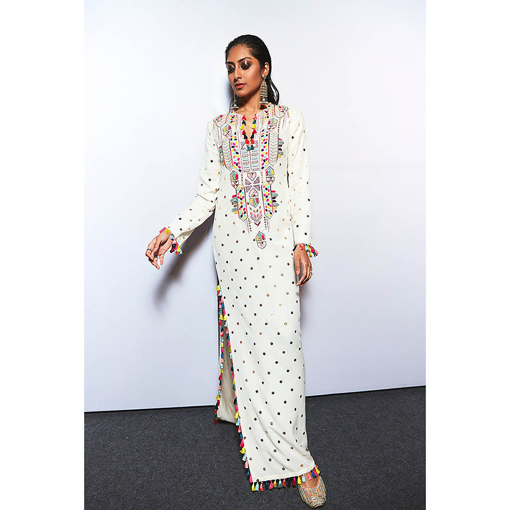 Payal Singhal Adara Off White High Slit Kaftan Dress