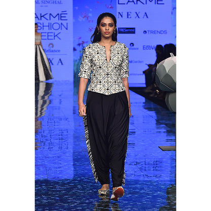 Payal Singhal White Jacket with Dhoti (Set of 2)