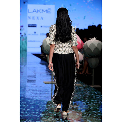 Payal Singhal White Jacket with Dhoti (Set of 2)