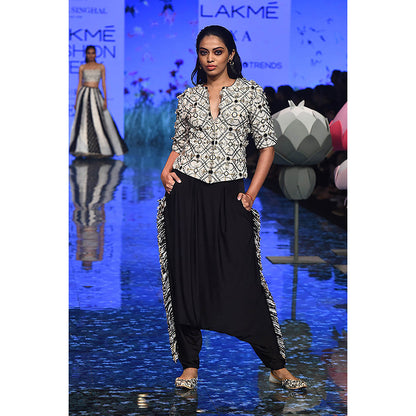 Payal Singhal White Jacket with Dhoti (Set of 2)