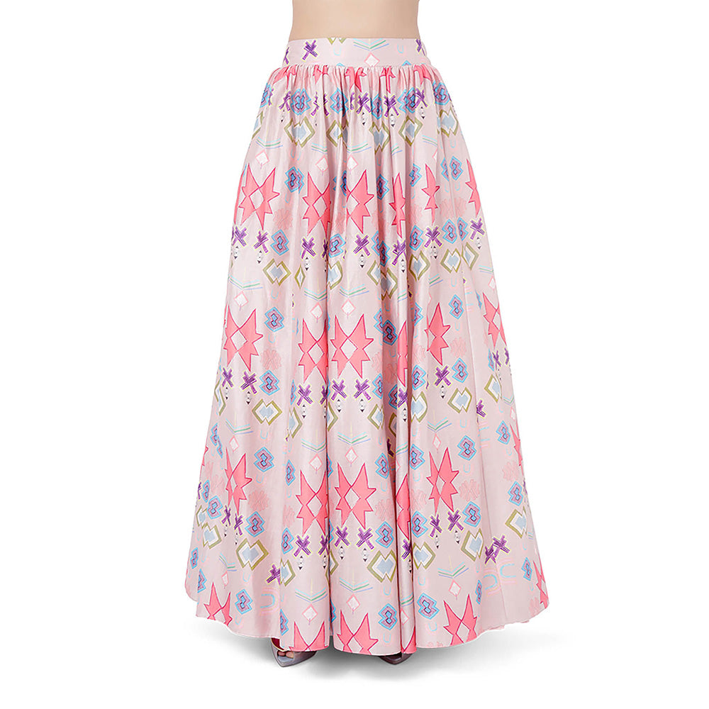 Payal Singhal Pink Printed Blouse with Lehenga and Dupatta (Set of 3)