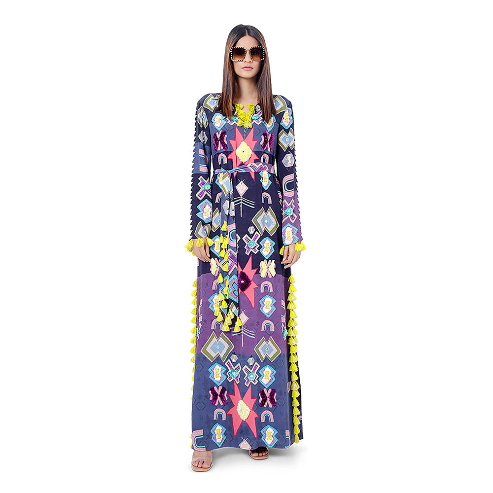 Payal Singhal Purple Printed High-Slit Kaftan Dress