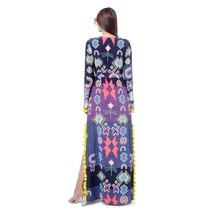 Payal Singhal Purple Printed High-Slit Kaftan Dress