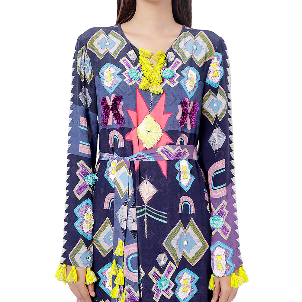 Payal Singhal Purple Printed High-Slit Kaftan Dress