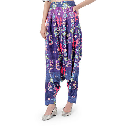 Payal Singhal Purple Blue Embroidered Crop Top with Dhoti (Set of 2)