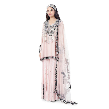 Payal Singhal Rose Pink Embroidered Kurta with Sharara and Dupatta (Set of 3)
