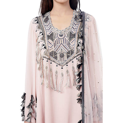 Payal Singhal Rose Pink Embroidered Kurta with Sharara and Dupatta (Set of 3)