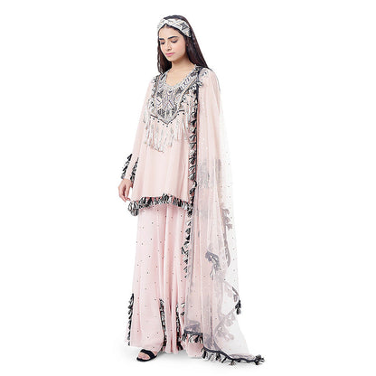 Payal Singhal Rose Pink Embroidered Kurta with Sharara and Dupatta (Set of 3)