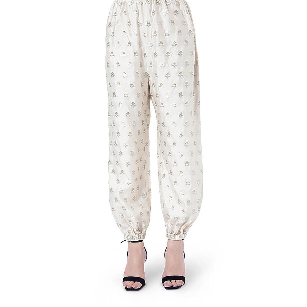 Payal Singhal Duha White Embroidered Kaftan with Pant (Set of 2)