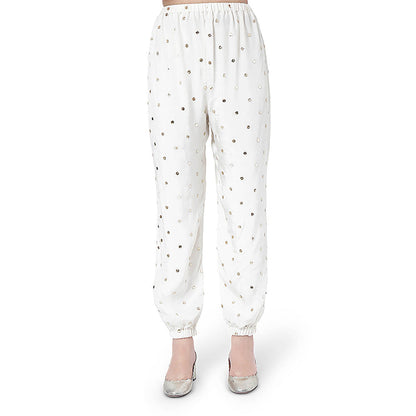 Payal Singhal White Embroidered High-Low Kaftan with Pant (Set of 2)