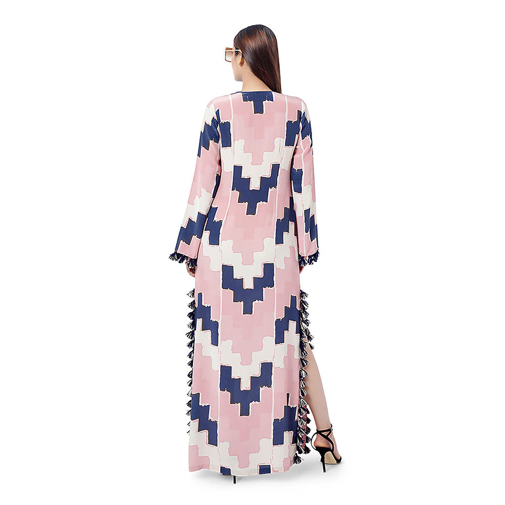 Payal Singhal Blush Pink Printed Crepe Embroidered Dress