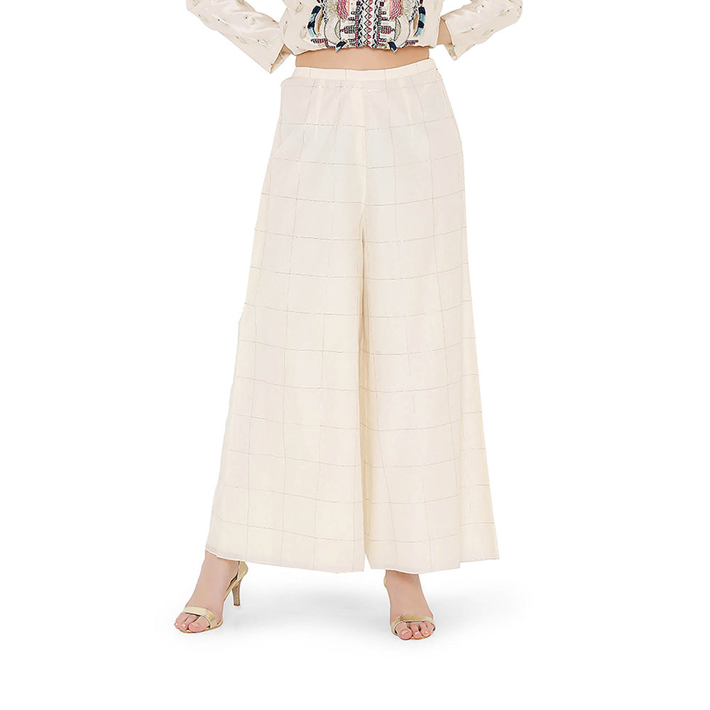 Payal Singhal Cream Kurta with Palazzo and Dupatta (Set of 3)