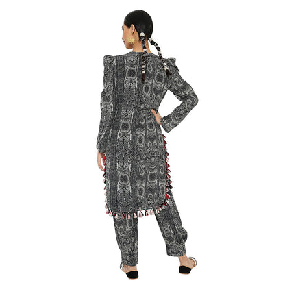 Payal Singhal Black Printed Embroidered Kurta with Salwar (Set of 2)