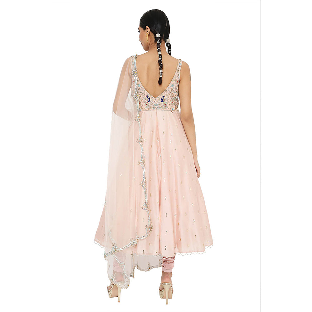 Payal Singhal Rose Pink Embroidered Anarkali with Churidar and Dupatta (Set of 3)