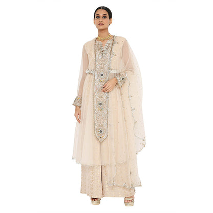 Payal Singhal Pink Blush Embroidered Anarkali with Palazzo and Dupatta (Set of 3)