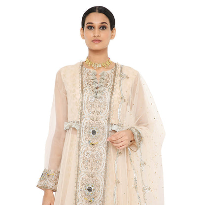 Payal Singhal Pink Blush Embroidered Anarkali with Palazzo and Dupatta (Set of 3)