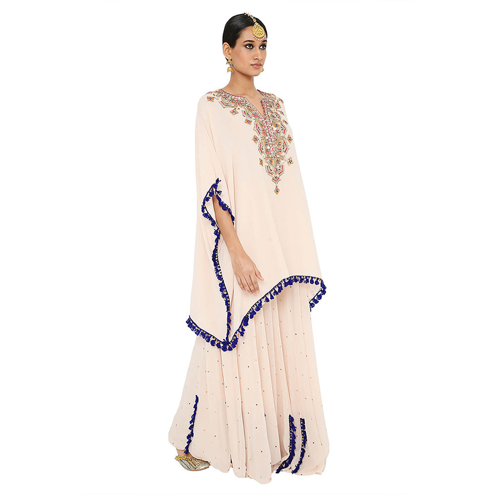 Payal Singhal White Short Kaftan with Sharara (Set of 2)