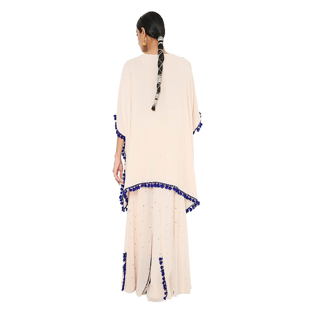 Payal Singhal White Short Kaftan with Sharara (Set of 2)