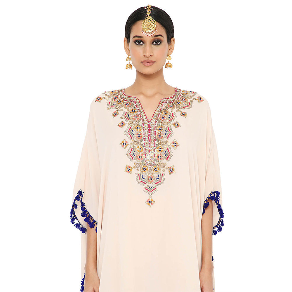Payal Singhal White Short Kaftan with Sharara (Set of 2)
