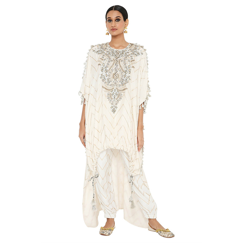 Payal Singhal Off White Kaftan with Pant (Set of 2)