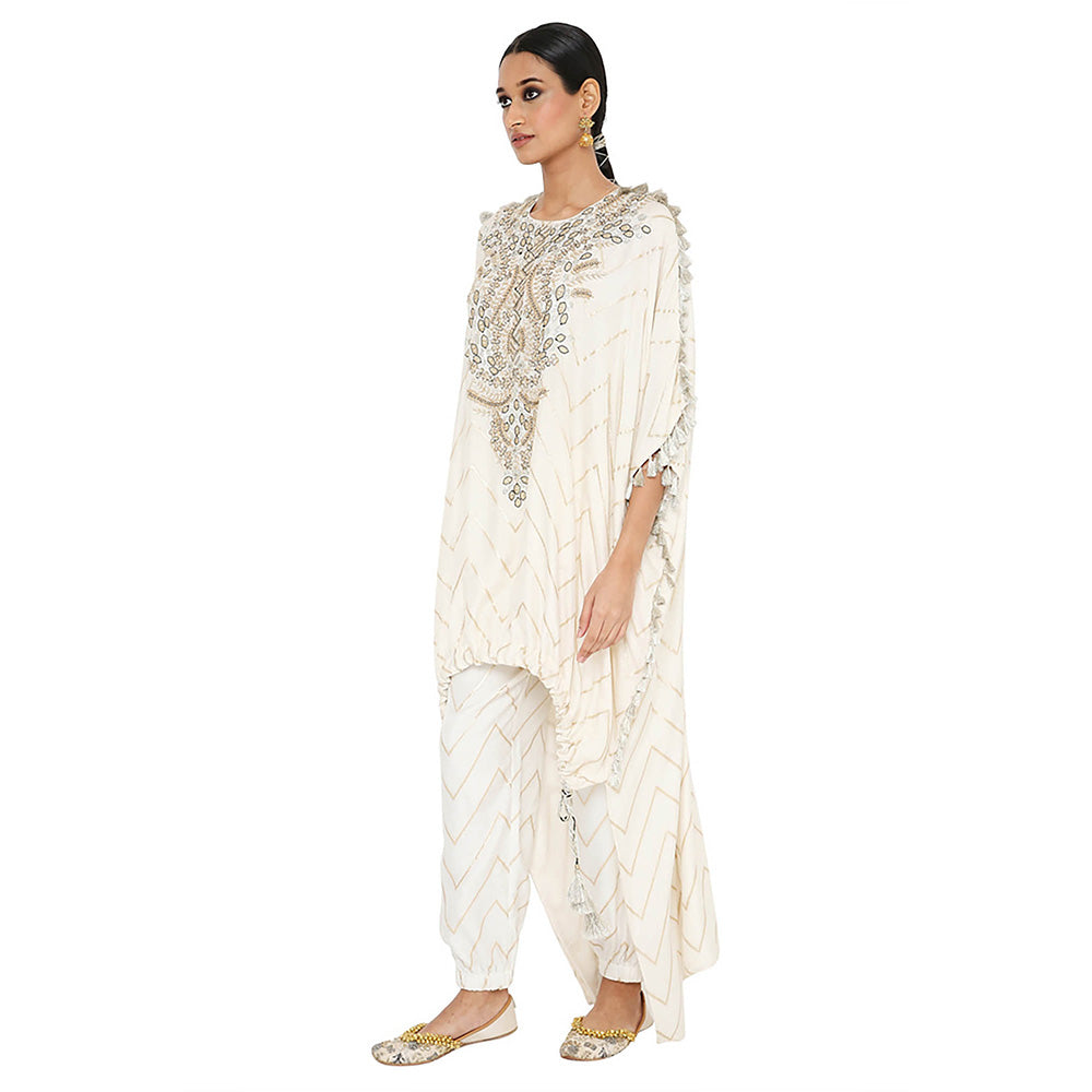 Payal Singhal Off White Kaftan with Pant (Set of 2)