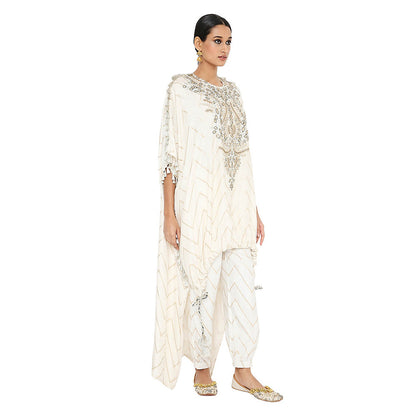 Payal Singhal Off White Kaftan with Pant (Set of 2)