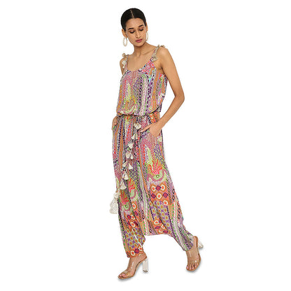 Payal Singhal Multi-Colour Print Embroidered Crepe Jumpsuit