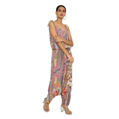 Payal Singhal Multi-Colour Print Embroidered Crepe Jumpsuit