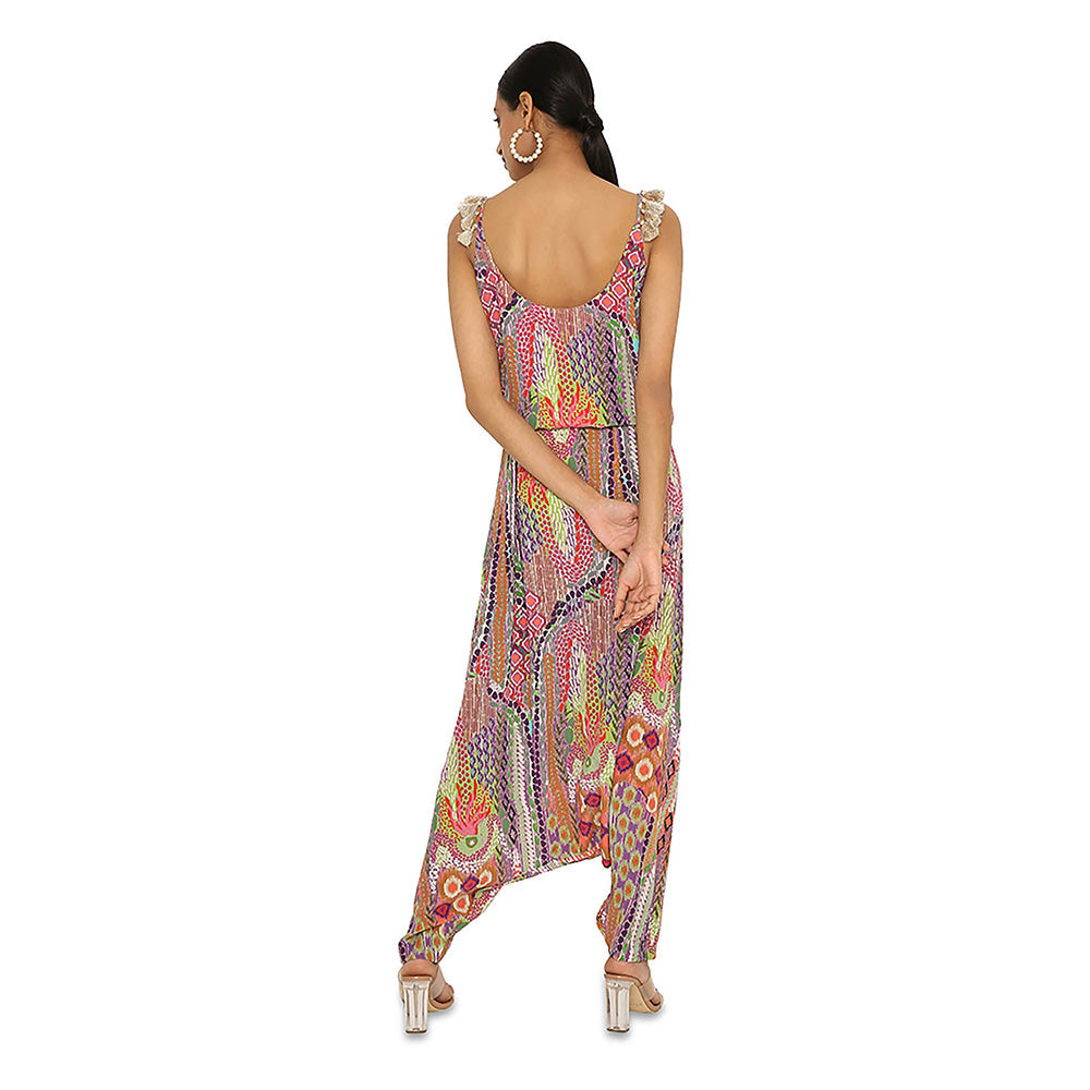 Payal Singhal Multi-Colour Print Embroidered Crepe Jumpsuit