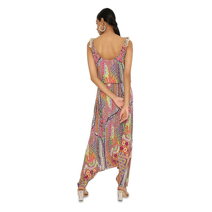 Payal Singhal Multi-Colour Print Embroidered Crepe Jumpsuit