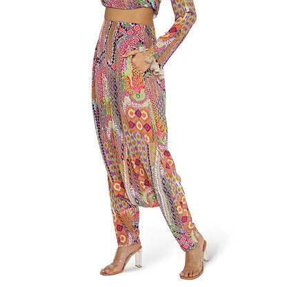 Payal Singhal Multi-Colour Print Crepe High Low Kurta with Dhoti (Set of 2)