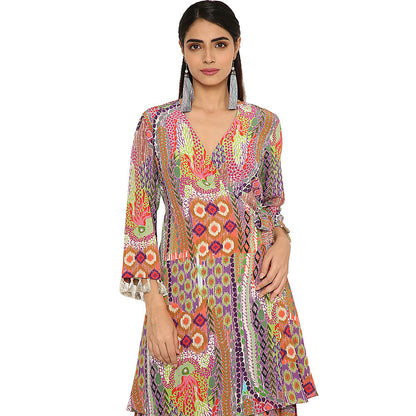 Payal Singhal Multi-Colour Print Crepe Overlap Kurta with Palazzo (Set of 2)