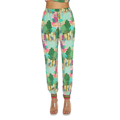 Payal Singhal Green Print Embroidered Kaftan with Pant (Set of 2)