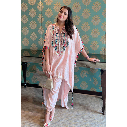 Payal Singhal Rose Pink Embroidered Kaftan with Pant (Set of 2)