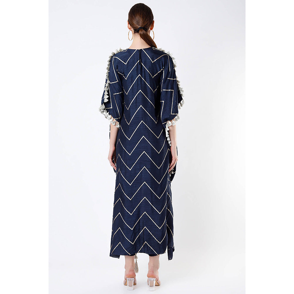 Payal Singhal Navy Blue High Low Kaftan with Pant (Set of 2)