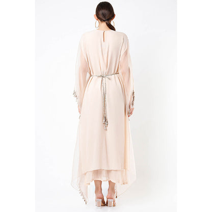 Payal Singhal Beige Embroidered Yoke Kaftan Dress