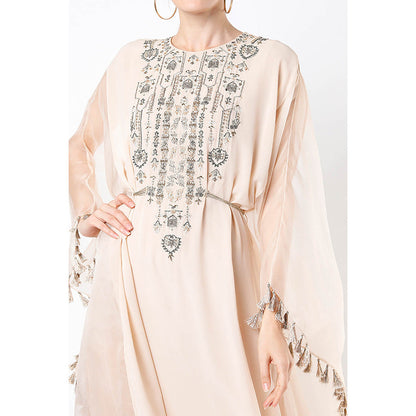 Payal Singhal Beige Embroidered Yoke Kaftan Dress