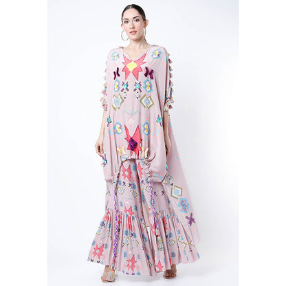 Payal Singhal Purple Purle Printed High Low Kaftan with Palazzo (Set of 2)