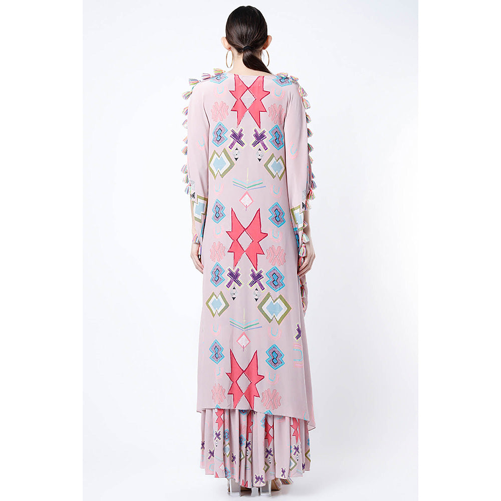 Payal Singhal Purple Purle Printed High Low Kaftan with Palazzo (Set of 2)