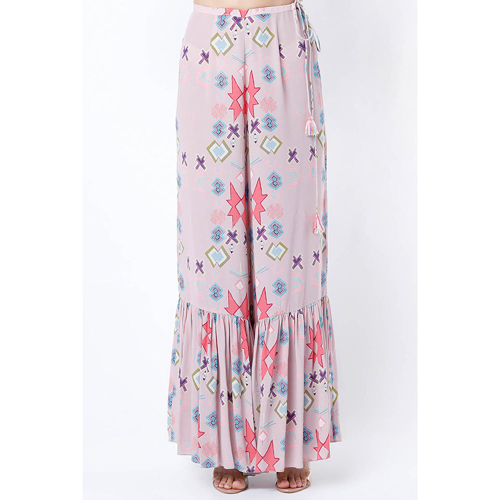 Payal Singhal Purple Purle Printed High Low Kaftan with Palazzo (Set of 2)