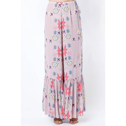 Payal Singhal Purple Purle Printed High Low Kaftan with Palazzo (Set of 2)