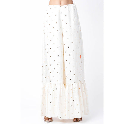 Payal Singhal White Kaftan with Belt and Palazzo (Set of 3)