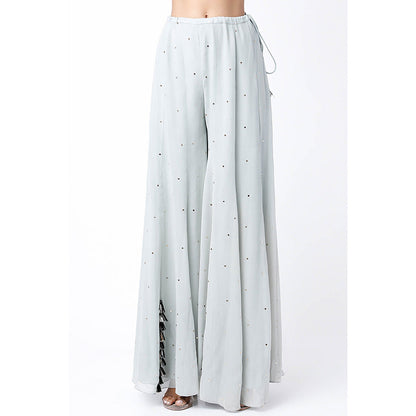 Payal Singhal Blue Embroidered Kurta with Sharara and Dupatta (Set of 3)