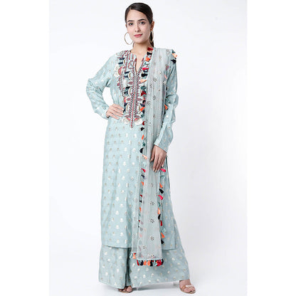 Payal Singhal Blue Embroidered Kurta with Palazzo and Dupatta (Set of 3)