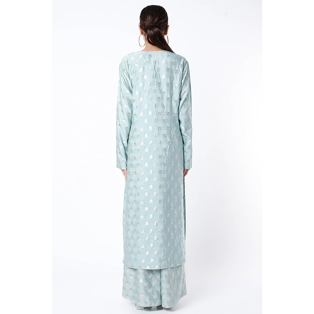 Payal Singhal Blue Embroidered Kurta with Palazzo and Dupatta (Set of 3)