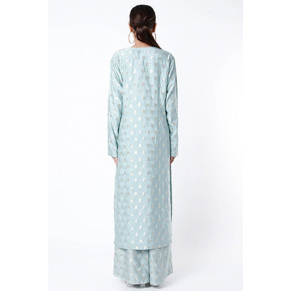 Payal Singhal Blue Embroidered Kurta with Palazzo and Dupatta (Set of 3)