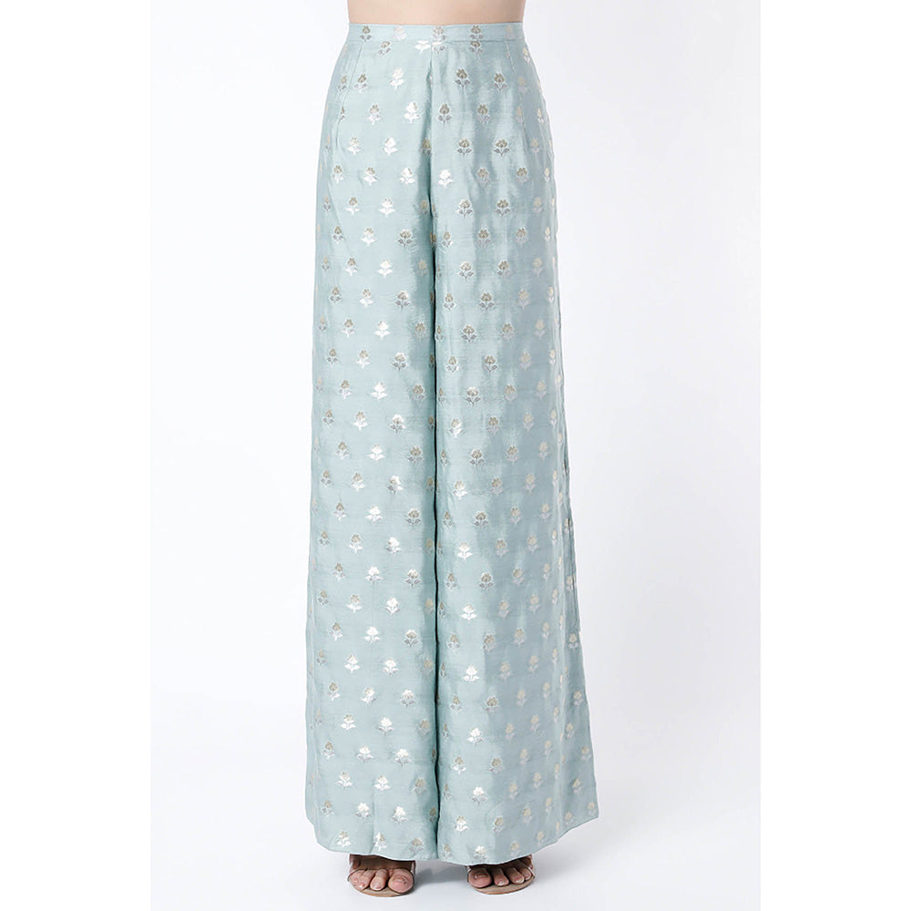 Payal Singhal Blue Embroidered Kurta with Palazzo and Dupatta (Set of 3)