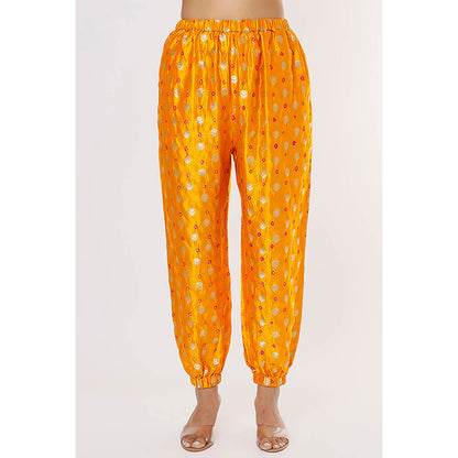 Payal Singhal Yellow Embroidered High Low Kaftan and Pant (Set of 2)